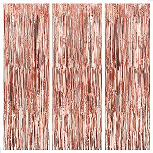 KatchOn, Rose Gold Fringe Curtain - XtraLarge 8x3.2 Feet, Pack of 3 | Rose Gold Backdrop for Birthday Party | Rose Gold Party Decorations | Rose Gold Tinsel Backdrop for Bachelorette Party Decorations Gold Streamers, Rose Gold Curtains, Tinsel Backdrop, Rose Gold Backdrop, Gold Bachelorette Party Decorations, Streamer Party Decorations, Backdrop For Birthday Party, Gold Birthday Decorations, Gold Bachelorette Party