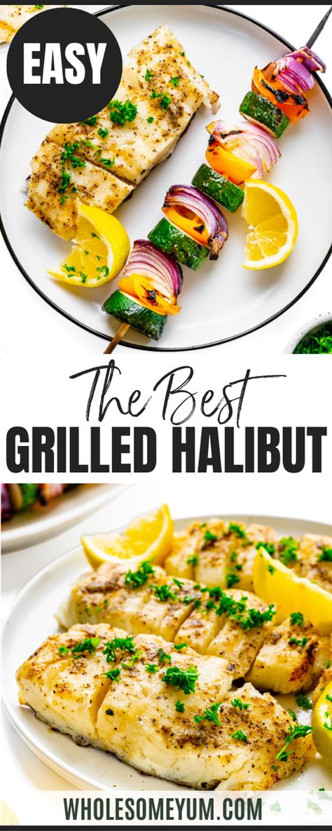 Grilled Halibut Ginger Halibut Recipes, Bbq Halibut Recipes Foil Packets, Grilled Halibut Recipes Healthy, Paleo Halibut Recipes, Halabit Fish Recipes Grilled, White Fish Grill Recipes, Blackstone Halibut Recipes, Grilled Halibut Recipes Foil Packets, Halibut Marinade Recipes