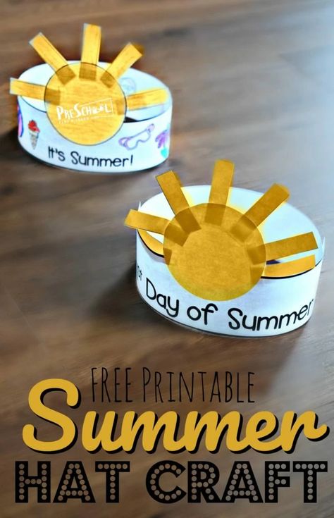 Montessori, Preschool Hat, Summer Crafts For Toddlers, Summer Preschool Crafts, June Crafts, Summer Kindergarten, Summer Preschool Activities, Summer Arts And Crafts, Sun Crafts