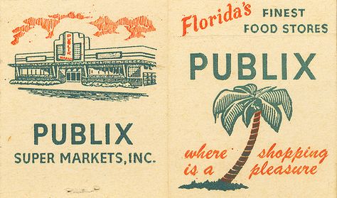 Publix Super Markets, Inc.  #Frontstriker #matchbook To Order Your Business' own branded #Matchbooks call 800.605.7331 or GoTo: www.GetMatches.com. Today! Publix Cakes, Florida Cracker, Food Supplies, Florida Food, Florida Art, Florida Style, Florida Girl, Cocoa Beach, Old Florida