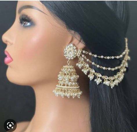 Indian Jumkas, Pearl Jhumkas, Butter Paper, Bridal Jewelry Sets Brides, Pretty Jewelry Necklaces, Ear Chain, Fancy Jewellery Designs, Indian Jewellery Design Earrings, Big Pearl