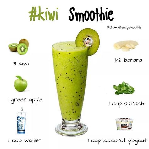 Smoothie Diet Plan’s Instagram post: “This healthy green kiwi smoothie recipe is perfect for a fast breakfast. 🌞🍽 Packed full of nutrients from apples, bananas and spinach but…” Kiwi Smoothie Recipes, Kiwi Banana Smoothie, Belly Fat Smoothies, Green Apple Smoothie, Kiwi Recipes, Fast Breakfast, Banana Apple Smoothie, Flat Belly Smoothie, Kiwi And Banana