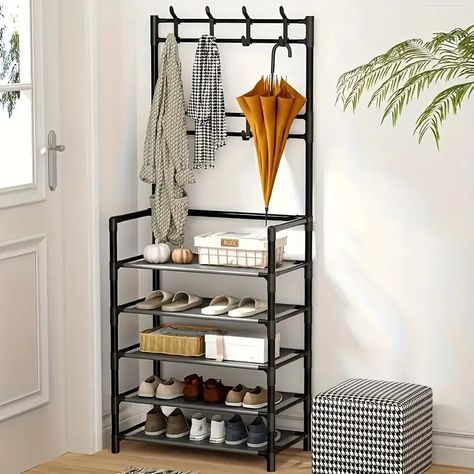 Foyer Organization, Shoe Rack By Front Door, Foyer Storage, Storage Clothing, Coat And Shoe Rack, Furniture Storage Cabinets, Shoe Shelves, Media Furniture, Entryway Storage