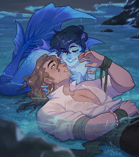 Person Shrugging Drawing, Mermaid X Human Art, Merman X Human Boy, Merboy Art, Monster X Human Ship Art, Mermaid Couple Art, Mermaid X Human, Gay Oc Art, Couple Oc Art