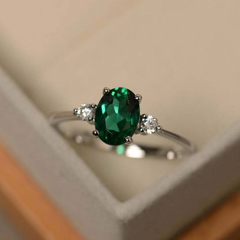 Oval Cut Emerald Ring, Custom Birthstone Ring, Birthstone Stacking Ring, May Birthstone Ring, 925 Silver & Zirconia Emerald Handmade Ring Total Carat Weight                -            2.20 Carat Center Stone Weight             -           2.00 Carat Side Stone Weight                 -           0.20 Carat Metal Type                              -           Sterling Sliver Metal Purity                           -            925 Parts per 1000 Stone Type                             -           (L Green Gemstone Engagement Rings, Emerald Ring Design, Smaragd Ring, May Birthstone Rings, Green Gemstone Ring, Emerald Wedding Rings, Gemstone Engagement, May Birthstone, Emerald Engagement