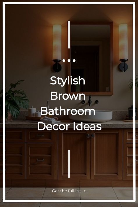 Stylish Brown Bathroom Decor Ideas Brown Tone Bathroom Ideas, Brown Shower Curtain Bathroom, Dark Brown Bathroom Ideas, Brown Tile Bathroom Ideas Color Palettes, Brown Bathroom Decor Ideas, Brown And White Bathroom, Earthy Bathroom Decor, Glam Bathroom Ideas, Dark Brown Bathroom