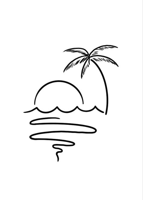 Palm Tree Tattoo Stencil Outline, Palm Tree Simple Tattoo, San Diego Tattoo Ideas Small, Tree Tattoo Stencil Outline, Palm Tree Tattoo Stencil, Palm Tree Line Drawing, Key West Tattoo Ideas, Florida Tattoo For Women, Simple Palm Tree Tattoo