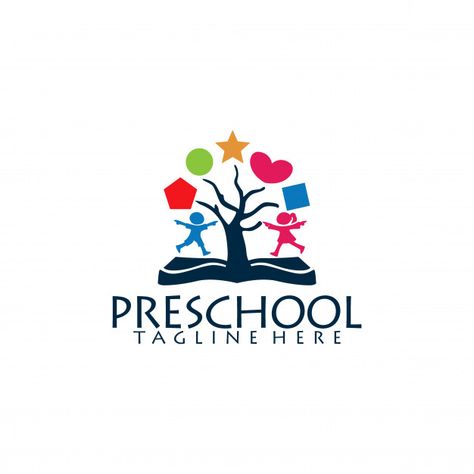 Preschool logo Premium Vector | Premium Vector #Freepik #vector #logo #business #music #school Teacher Logo Design Education, Education Logo Inspiration, School Logo Ideas, Elementary School Logo, Daycare Logo Design, Preschool Logo, Kindergarten Logo, Teacher Logo, Daycare Logo