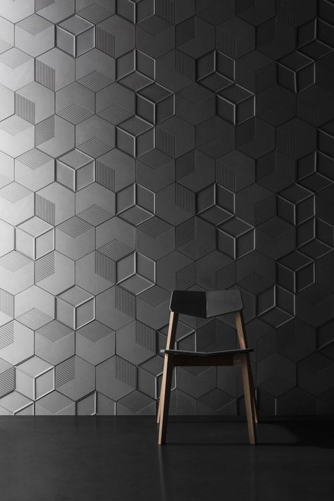 Concrete wall tiles SIX by Bentu Design Wall Texture Design Exterior, Exterior Wall Texture Patterns, Wall Cladding Texture, Wall Trims, Concrete Wall Tiles, Hexagon Wall Tiles, Wall Tile Texture, Ruangan Studio, Bathroom Wall Tile Design