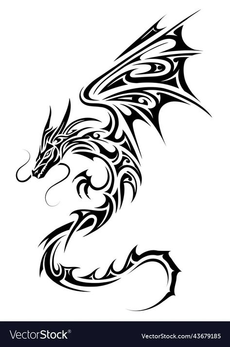 Dragon Tattoo Vector, Easy Dragon Drawings, Norse Mythology Tattoo, Tattoo Vector, Dragon Silhouette, Dragon Tattoo For Women, Mommy Tattoos, Tattoo Flash Art, Dragon Drawing