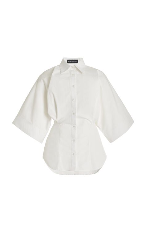 Cotton Poplin Top, Elsa Shirt, Oversize Sleeves, Brandon Maxwell, Ladies Blouse Designs, White Shirts Women, Crisp White Shirt, Oversized Blouse, Cotton Poplin Shirt