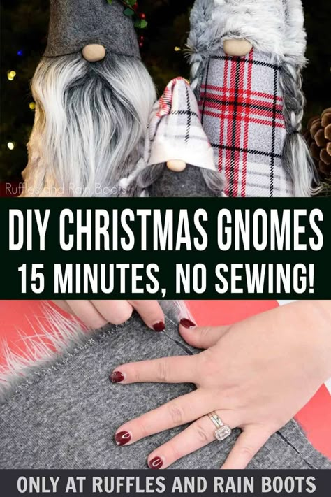 You can learn how to make a gnome the easiest way using this no sew cone gnome tutorial. I've made it simple, fast, and most of all fun to make a family of coordinating Christmas gnomes for your home or for others. #gnome #christmasgnome #gnometutorial #rufflesandrainboots Diy Christmas Gnomes, Boots Diy, Gnome Tutorial, Christmas Craft Projects, Gnomes Diy, Diy Gnomes, Gnomes Crafts, Christmas Gnomes, Easy Christmas Crafts