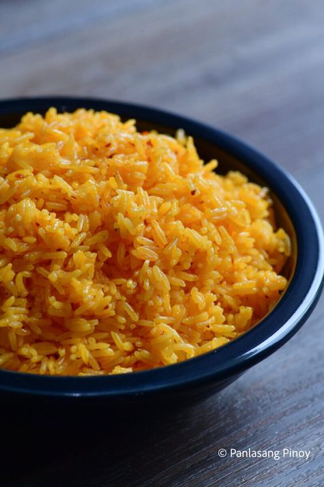 Java Rice Recipe, Java Rice, Yellow Rice Recipes, Easy Filipino Recipes, Pinoy Recipes, Steamed White Rice, Turmeric Recipes, Yellow Rice, Barbecue Pork