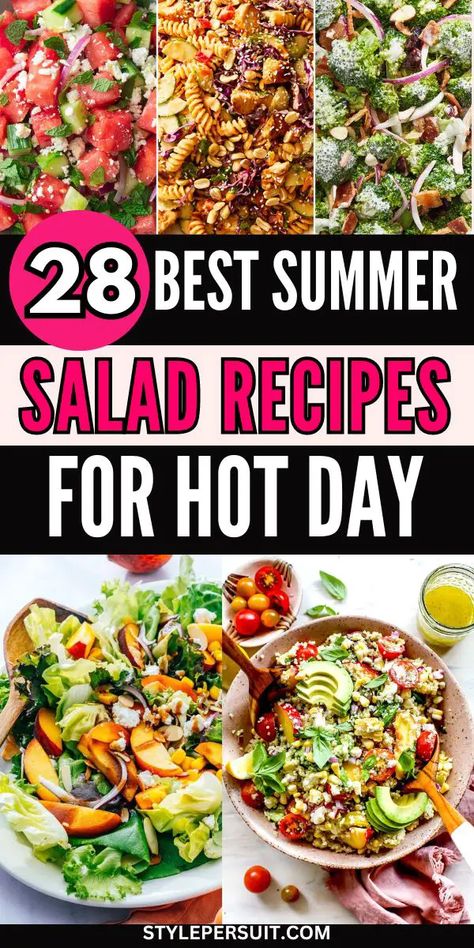 28 Easy Summer Salad Recipes For Hot Days - StylePersuit Summer Salads Healthy, Recipes For Hot Days, Summer Salads Recipes, Cracker Salad, Good Salads, Summer Salad Recipes Healthy, Easy Summer Salad Recipes, Main Dish Salad Recipes, Spring Salads