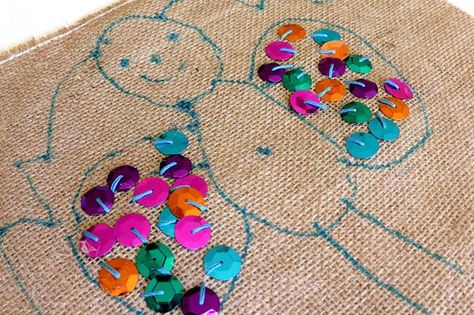 Four fabric art ideas for kids - a great springboard to creativity for young children. Beginner Sewing Projects Easy, Sewing Projects For Kids, Sewing Class, Childrens Crafts, Sewing Projects For Beginners, Easy Sewing Projects, Sewing Gifts, Sewing For Beginners, Sewing For Kids