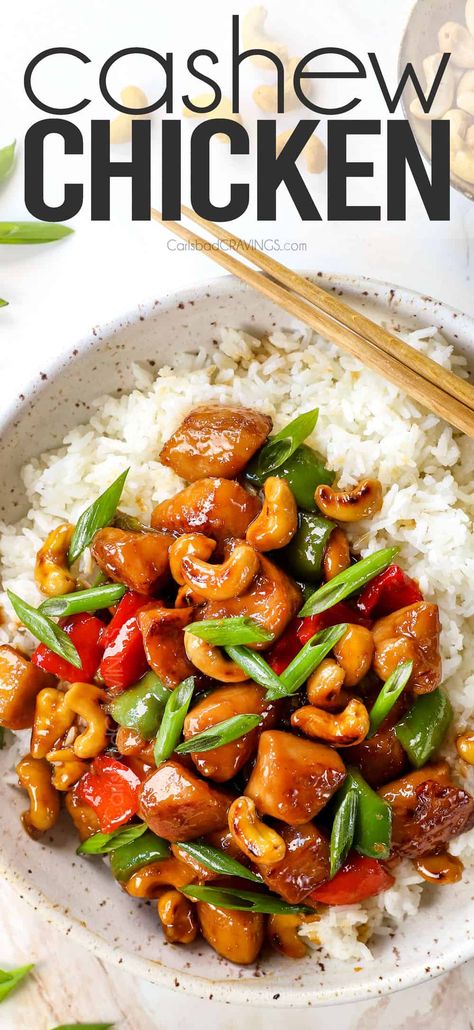 Cashew chicken - Carlsbad Cravings Cashew Chicken Stir Fry, Chicken Cashew Stir Fry, Cashew Chicken Recipe, Vegetarian Stir Fry, Carlsbad Cravings, Stir Fry Recipes Chicken, Cashew Chicken, Chicken Stir Fry, Stir Fry Recipes