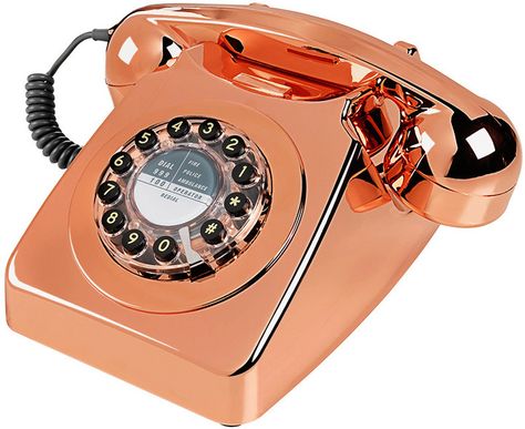 Classic Telephones - 746 Classic Telephone - Copper Gold Office Desk, British Home Decor, Copper Home Accessories, Telephone Retro, Telephone Vintage, Gold Office, Gold Everything, طابع بريدي, Retro Phone