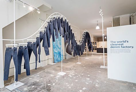 Denim Window Display, Denim Display, Cash Wrap, Clothing Store Interior, Window Display Design, Jeans Store, Seven Jeans, Showroom Interior Design, Denim Inspiration