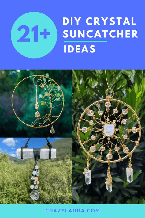 Upcycling, Diy Dream Catcher With Crystals, Diy Sun Catchers Crystals, Home Made Wind Chimes, Crystal Suncatchers Diy Craft Ideas, Sun Catchers Diy How To Make, Wire Art Diy, Hanging Crystals Diy, Beaded Suncatchers