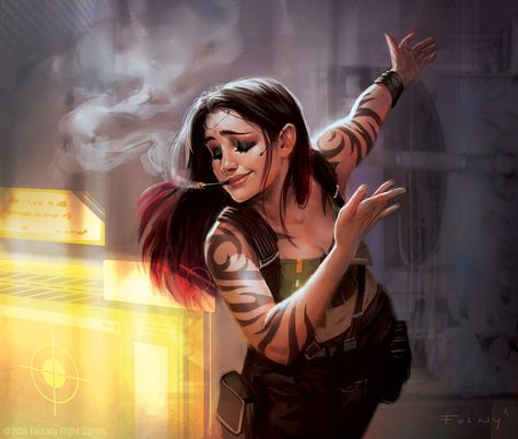 ArtStation - Encore, Aurore Folny Android Netrunner, Urban Fantasy Art, Eclipse Phase, Fantasy Flight Games, Female Villains, Villain Character, Gothic Fantasy Art, Cyberpunk Character, Traditional Games