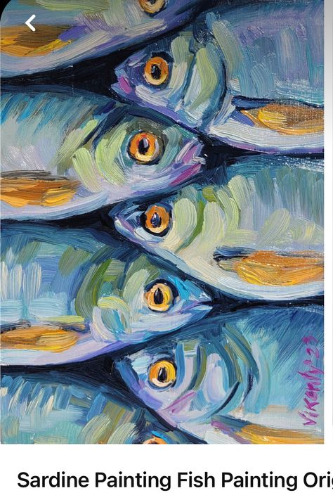 Medium Level Painting, Beach Art Work, Colorful Fish Art, Fish Paintings Acrylic, Sea Creature Painting, Colorful Fish Painting, Shrimp Painting, Funky Paintings, Food Oil Painting