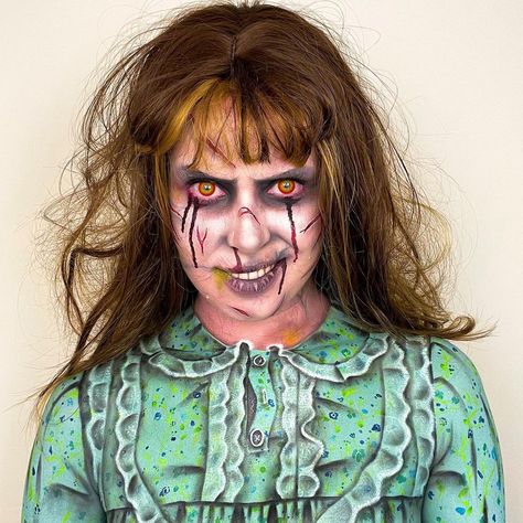 Exorcist Halloween Costume, Exorcist Makeup, Exorcist Costume, The Exorcist Regan, Sfx Ideas, Daily Contact Lenses, Coloured Contacts, Soft Contact Lenses, Cosplay Contacts