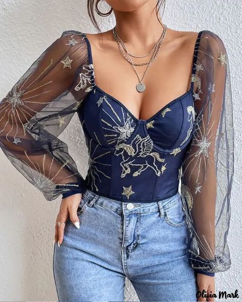 Top Perspective, Tulle Blouse, Babe T Shirt, Sheer Mesh Top, Bodycon Tops, Streetwear Chic, Puff Sleeve Crop Top, Streetwear Mode, Vegan Leather Jacket