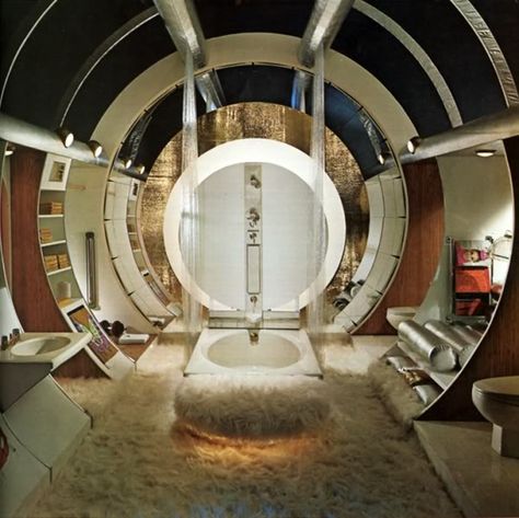 Space Age Interior, 1970s Interior Design, Modern Man Cave, 70s Interior, 70s Home, 70s Decor, Shag Carpet, Futuristic Interior, Retro Interior