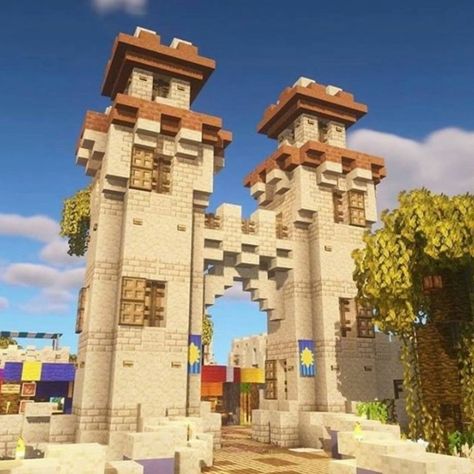 Entrance Minecraft, Desert Market, Minecraft Desert House, Minecraft Oasis, Construction Minecraft, Minecraft Kingdom, Minecraft Mansion, Minecraft Structures, Minecraft House Plans