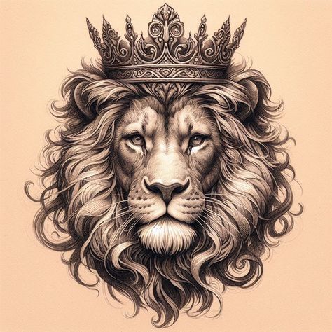 Moses Tattoo, Big Cat Tattoo, Crown Drawing, Lion Tattoo Sleeves, Crown Tattoo Design, Lion Head Tattoos, Lion Tattoo Design, Tattoo Inspiration Men, Lion Painting