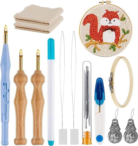 21PC Punch Needle Embroidery Kits Adjustable Punch Needle Tool, Wooden Handle Embroidery Pen, Hoops, Punch Needle Cloth, Punch Needle Kit Adults Beginner DIY Craft, Perfect Decoration and Gifts Intentional Gifts, Embroidery Pen, Weekend Crafts, Needle Threaders, Punch Needle Kits, Needle Kit, Monks Cloth, Needle Embroidery, Rug Yarn