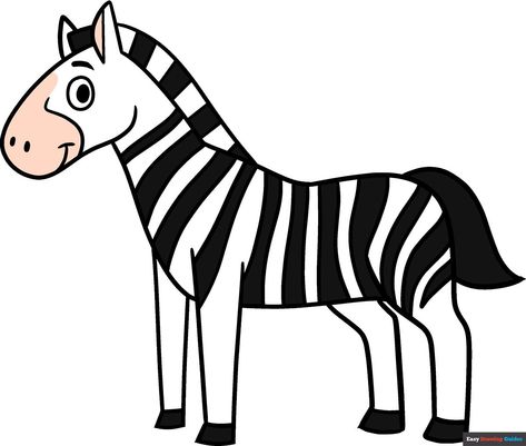 Learn How to Draw an Easy Cartoon Zebra: Easy Step-by-Step Drawing Tutorial for Kids and Beginners. See the full tutorial at https://easydrawingguides.com/how-to-draw-an-easy-cartoon-zebra/ . How To Draw A Zebra Easy, Zebra Easy Drawing, Zebra Cute Drawing, Zebra Crossing Drawing, Funny Zebra Drawing, Zebra Drawing, Step By Step Sketches, Zebra Pictures, Learn To Sketch