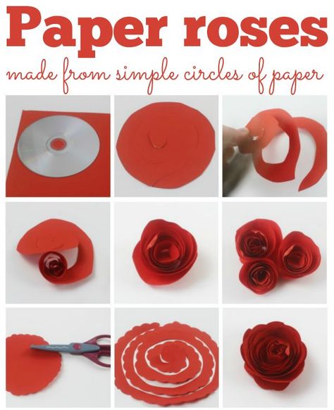 Paper roses, these fab paper roses are made from just a circle of paper and are easy to make. Perfect for mothers day or a home made gift. How To Make Paper Flowers, Make Paper, Mother's Day Diy, Paper Flowers Diy, Mothers Day Crafts, Valentine Day Crafts, Paper Roses, Valentine Crafts, Flowers Diy