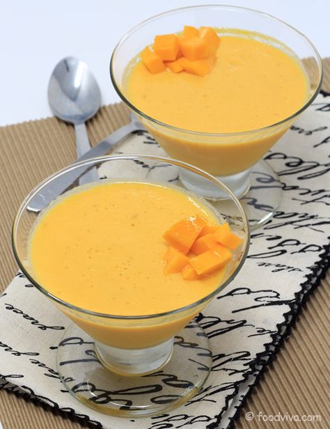 Mango Mousse Recipe, Mango Pudding Recipe, Mango Desserts, Mango Dessert Recipes, Mango Mousse, Mango Pudding, Mango Dessert, Popular Desserts, Mango Recipes