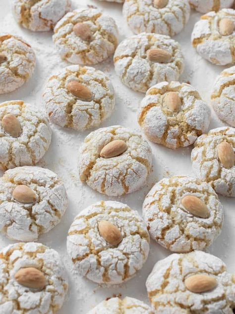 Amaretti Cookies - www.thescranline.com French Pastry Cream Recipe, Amaretti Cookie Recipe, The Scran Line, Scran Line, Italian Almond Cookies, Pastry Cream Recipe, Amaretti Cookies, Impressive Desserts, Glace Cherries