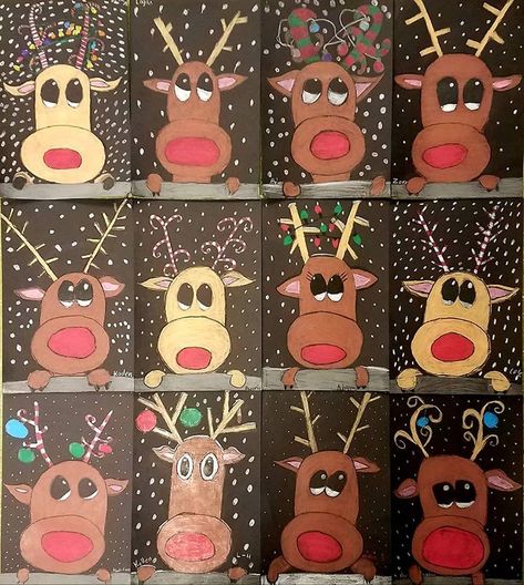 Reindeer Art Projects, Christmas Art For Kids, December Crafts, Christmas Art Projects, Christmas Craft Ideas, Winter Art Projects, Christmas Kindergarten, Christmas Arts And Crafts, Christmas School