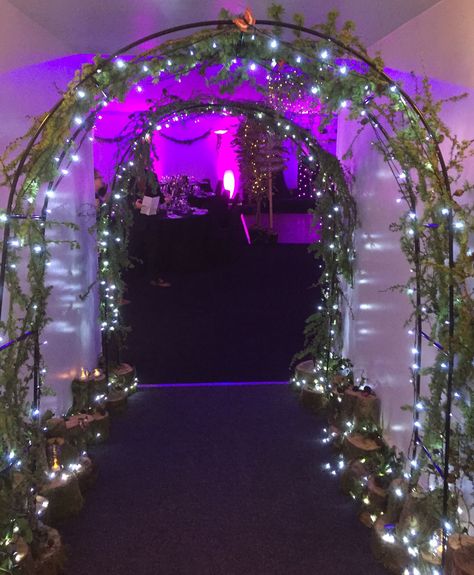 Handbuilt and decorated archways for entrance way to an enchanted ball Forest Theme Quinceanera, Forest Quinceanera Theme, Enchanted Forest Theme Quinceanera, Enchanted Forest Theme Party, Enchanted Forest Quinceanera Theme, Theme Quinceanera, Enchanted Forest Quinceanera, Green Quinceanera Theme, Enchanted Forest Prom