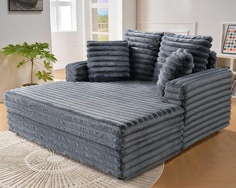 Amazon.com: VanAcc 53 Inch Chaise Lounge Indoor, Upholstered Sofa Bed with Throw Pillows and Armrests, Sleeper Chair- Plush Chair Bed for Living Room, Grey : Home & Kitchen Bed With Throw Pillows, Chaise Lounge Indoor, Modern Chaise Lounge, Upholstered Sofa Bed, Upholstered Chaise Lounge, Plush Chair, Upholstered Chaise, Chaise Lounge Sofa, Versatile Furniture