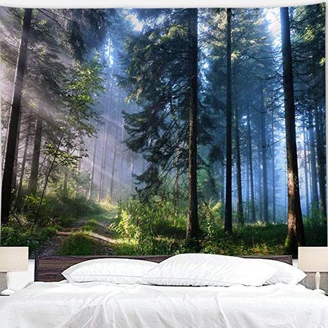 Enchanted Forest Prom, Camping Room, Landscape Tapestry, Wool Wall Hanging, Art For Room, Forest Moon, Peaceful Bedroom, Wallpaper Large, Tree Tapestry