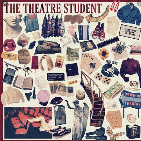 Theatre Student Aesthetic, Theatre Academia Aesthetic, Theater Academia, Theatre Academia, Moodboards Aesthetic, Kid Aesthetic, Student Aesthetic, Theatre School, Chaotic Academia