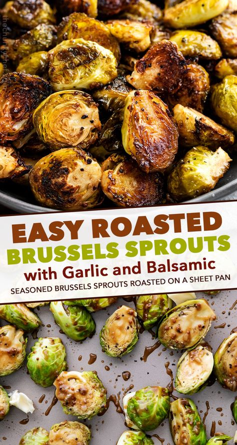 Brussels sprouts are tossed in a drool-worthy combination of garlic, balsamic vinegar, mustard, and olive oil, then roasted until perfectly tender yet caramelized. Side dish ready in 30 minutes! #sidedish #side #brusselssprouts #sprouts #roasted #sheetpan #oven #garlic #balsamic #mustard #vegetables Balsamic Roasted Brussel Sprouts, Balsamic Brussel Sprouts, Recipes Sides, Brussel Sprout Recipes Roasted, Roasted Brussels Sprouts, Roasted Brussel, Thanksgiving Recipes Side Dishes, Sprout Recipes, Brussels Sprouts Recipe