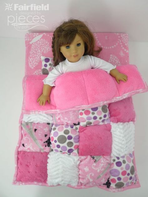 024-Doll-Puff-Quilt Doll Sleeping Bag, Doll Bedding, Puff Quilt, American Girl Doll Diy, Doll Quilts, Doll Clothes Patterns Free, American Girl Doll Patterns, American Girl Doll Clothes Patterns, Dolls Clothes Diy