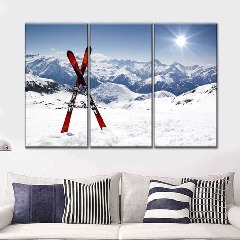 Ski Condo Decor Interior Design, Ski Bedroom, Ski Condo Decor, Teenage Boys Bedroom Ideas, Library Loft, Ski Artwork, Sports Layout, Décor Ski, Mountain House Decor