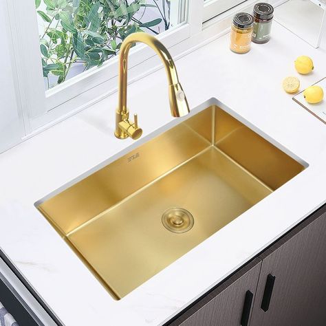 Kitchen Basin, Gold Faucet, Deep Sink, Drop In Kitchen Sink, Steel Kitchen Sink, Gold Kitchen, Bowl Sink, Stainless Steel Kitchen Sink, Bowl Designs