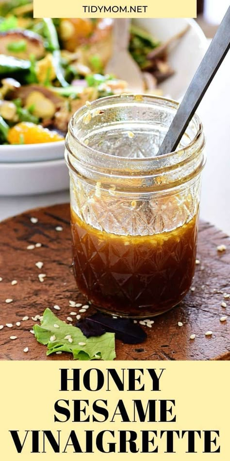 Honey Salad Dressing, Honey Salad, Sesame Salad Dressing, Sesame Vinaigrette, Sesame Salad, Asian Salad Dressing, Asian Inspired Salad, Asian Dressing, Salad Dressing Recipes Healthy