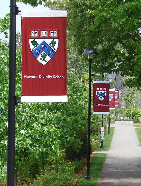 School Flag Design, School Flag, Harvard Banner, Flag Banner Design, University Hoarding Design, New England Flag, Castle Flags Banners, Flag Signage Design, College Banner