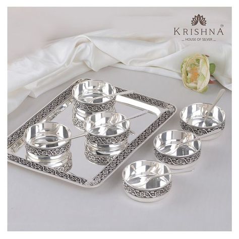 silver articles
silver tray
silver bowls Silver Trays Decor Ideas, Silver Tray Decor, Silver Home Accessories, Easy Rangoli Designs Diwali, Silver Pooja Items, Pretty Tea Cups, Goddess Decor, Woodworking Furniture Plans, Unique Gadgets