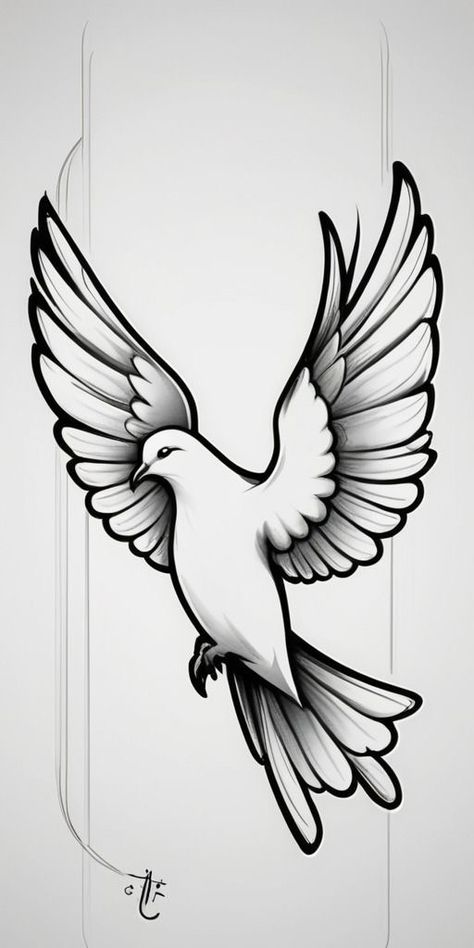 White Dove Tattoos, Tato Grunge, Dove Drawing, Dove Tattoo Design, Cool Tattoo Drawings, Dove Tattoo, Bird Stencil, Tattoo Stencil Outline, Tattoo Design Book