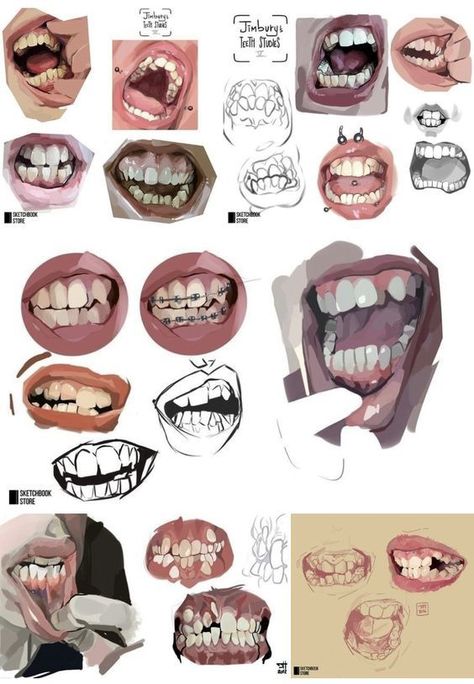 Face Gore Art, Goofy Expressions Drawing, Throwing Snowball Drawing, Human Teeth Reference, Metal Jaw Character, Head Proportions Anatomy, Two People On Couch Reference, Person Peeking Around Corner, Disfigured Faces Art