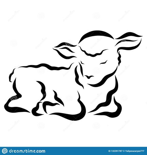 Sleeping lamb Lamb Doodle, Lamb Outline, Lamb Tattoo For Women, Lamb Logo, Lamb Illustration, Animal Nursery Rhymes, Lamb Drawing, Lamb Tattoo, Sheep Tattoo